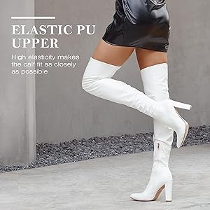 Amazon.com: WSKEISP White Thigh High Gogo Leather Over The